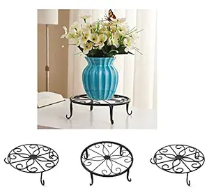 Erbanize Metal Plant Stand, Planter Stand, Flower Pot Stand/Plant Holder for Home, Office, Balcony, Garden, Living Room. Robust, for Urban Households. Set of 03 Pcs