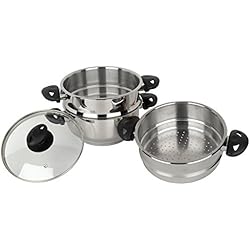 Batterie "Petite Vapeur" 5 Pièces Full INOX Avec Son Couvercle Tous Feux Dont Induction