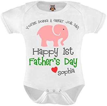 You're Doing A Great Job Dad Happy 1st Fathers Day Personalised Blue Baby Vest / Bodysuit / Onesie (Newborn)