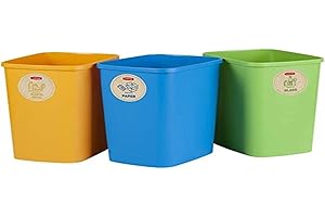 Curver - Juego 3 cubos de basura Eco Friendly para sistema de reciclaje, cubos de plástico para papel, cristal y plástico (3 x 9L)