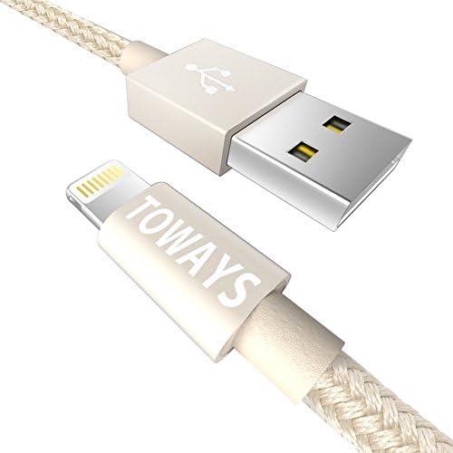 iPhone Charger Toways Lightning Cable [Apple MFi Certified] Nylon Braided USB cable for iPhone X 8 Plus 8 7 Plus 7 6S Plus 6 SE 5S 5C 5, iPad 2 3 4 Mini, iPad Pro Air, iPod, Mavic - 3.3ft/1m Gold