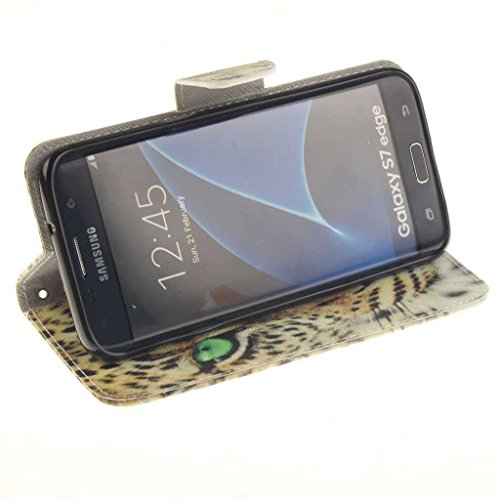 Samsung Galaxy S7 Edge Hülle, BoxTii® Schutzhülle + Frei Hartglas Displayschutzfolie, PU Leder Hülle mit Kartenfächern Magnetverschluss und Ständer Funktion für Samsung Galaxy S7 Edge, Kratzfeste Weiche Lederhülle Flip Wallet Ledertasche Wickelfalz Handyhülle mit Silikon Rückschale Case Cover für Samsung Galaxy S7 Edge (#10 Tiger) - 3