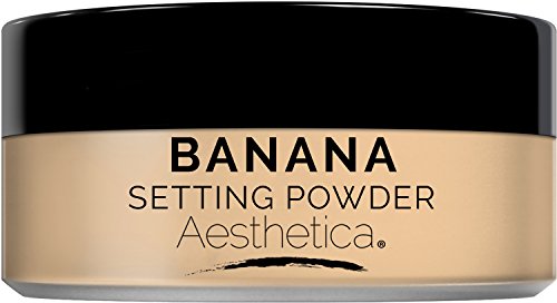 Aesthetica Banana Loose Setting Powder – Talc Free Setting Powder / Highlighter for a Superior Matte Finish - Flash Friendly – Includes Luxurious Velour Puff for Flawless Application