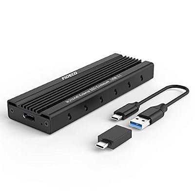 FIDECO Boîtier SSD Externe M.2 NVME, FIDECO PCIe USB 3.1, 10Gbps Gen2 Boîtier Externe de Adaptateur, Boîtier pour Disque Dur for M.2-Key NVME SSD 2230/2242 / 2260/2280, Soutenir UASP