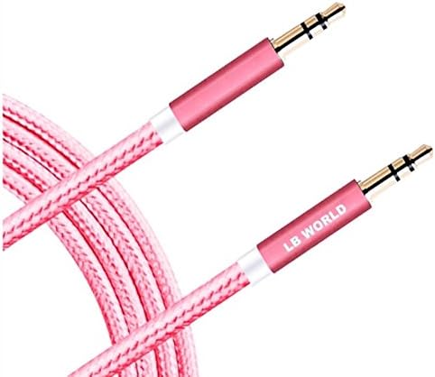 Aux Cable LB World (2M/ 6.6ft) Audio Cable 3.5mm to 3.5mm aux cable for car, iPhone in car Male to Male Gold plated Aux to Aux cable braided Tangle free Universal Auxiliary cable for car audio , iPhone ,Android phones, Mp3, iPod, Beats headphones and More (Rose Gold 2M (6.6ft))