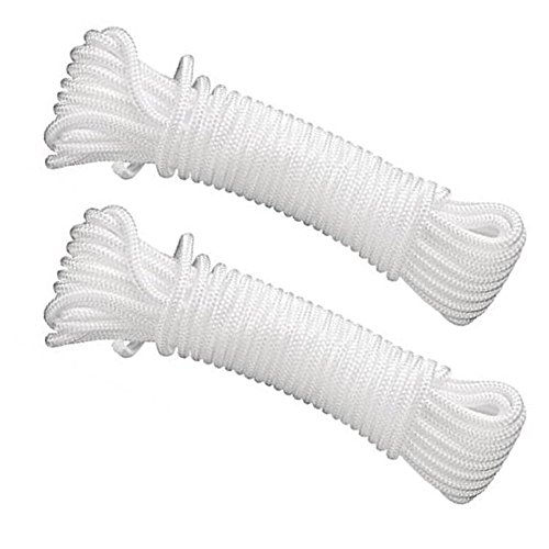 Preisvergleich Produktbild JPF - Seil - Leine zum Aufhängen der Wäsche - Festmacherleine, Allzweckseil, Leine, Flechtleine - Polypropylenseil - Jede Leine 20 Meter Lang - 6 mm - Set von 2