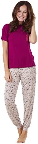 Ladies Soft Pyjama Set Womens Short Sleeve Floral Cuffed Loungewear Nightwear