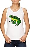 Verde Rana De Tirantes Camiseta Mujer Blanco