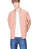 Tejido de puro algodón find. Camisa Entallada de Algodón de Manga Corta para Hombre, Naranja (Mango), Small