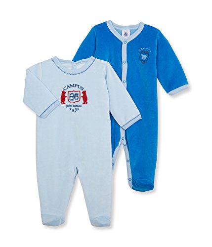 Petit Bateau Baby-Boys Lot Salsa Footies, Blue (Wave/Jasmin), 0-3 Months (Manufacturer Size:1 Months)