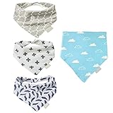 4er Pack Unisex Baby-Bandana Halstuch Spucktücher Geifer Lätzchen mit Justierbar