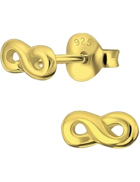 JAYARE Infinity Kinder-Ohrstecker Unendlichkeit 925 Sterling Silber 3 x 6.5 mm Mädchen-Ohrringe im Geschenketui