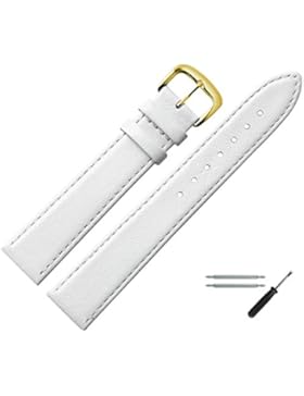 Uhrenarmband 22mm Leder weiss, feines echtes Rindleder - Marburger Uhrband inkl. Federstege & Werkzeug - passend...