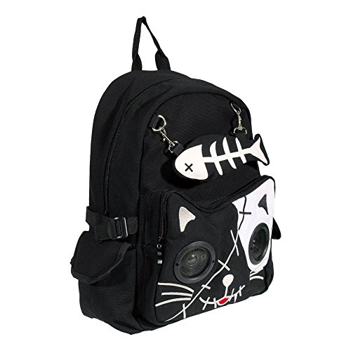 Banned Punk Kitty Mochila con Altavoces Empotrados (Blanco)