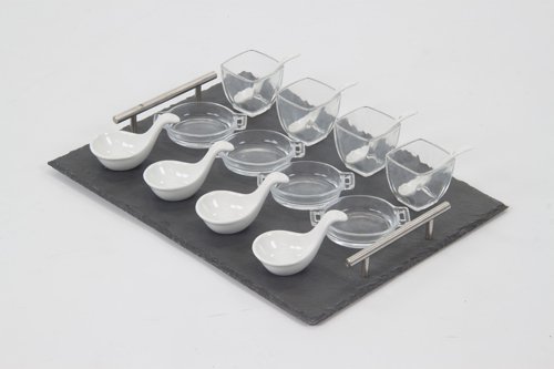 M&B - SET TAPAS/SUSHI 17 PIEZAS CON CUCHARAS PORCELANA