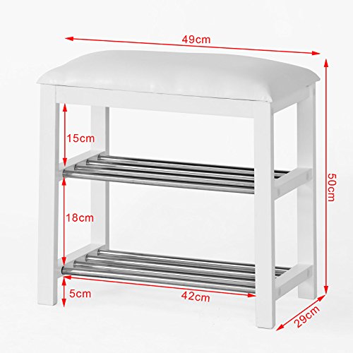 SoBuy® Mini Schuhbank,Sitzbank,Schuhregal, Schuhschrank, Schuhtruhe, Badregal mit 2 Böden,FSR18-K-W - 4