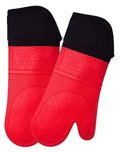 Ecoden Silicone Microwave Oven and Cleaning Gloves Set Combo, Red and Green