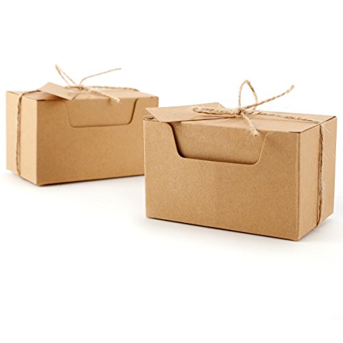 50 x 10*6*6cm Kraftpapier Geschenkbox Geschenkschachtel Kartonage Geschenkverpackung Cupcake Box Aufbewahrungsbox Gastgeschenk mit Geschenkanhänger Hochzeit Party Tischdeko - 3