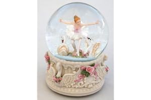 Thorness - Palla di neve musicale, con motivo: Lago dei cigni con ballerina, misura grande