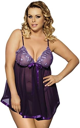 Sexy underwear Europe And The United States Adult Sexy Lady Perspective Super Temptation Of The Big Code power uk (Color : Purple, Size : 2XL)
