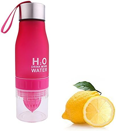 Health Juice Frosted Lemon Bottle, Summer Party Fruity Lemon Juice Cup, 650ml Portable Fashion Vitality Infuser Water Bottle, Fruit Infuser Squeezer Cup, 4 colors for 23 oz Water, Soda, Juice, Iced Tea, Lemonade, Sports Drinks etc. (Red)