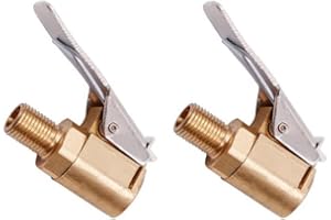 Arubaitai 2 Stück Autoventil Hebelstecker Air Chuck, Messing Reifen Ventil Luftpumpe Clip, Auto Ventilstecker Luftpumpe Gewinde Düse Adapter Umwandlungskopf Clip für Reifenventile mit Ventilgewinde