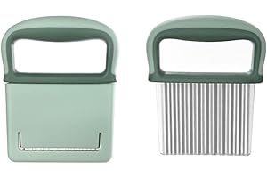 FUYTERY Crinkle Cutter Acero inoxidable Serrator Wave Wolf Tooth Fries Cuchillo para picar (verde)