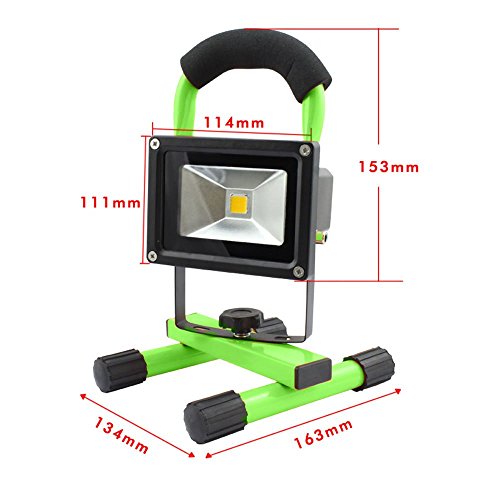 Hengda® LED 10W Handlampe High Power Akku Baustrahler Scheinwerfer Warmweiß Fluter Aluminium Wasserdicht IP65 für den Innen- und Außenbereich, Grün - 2