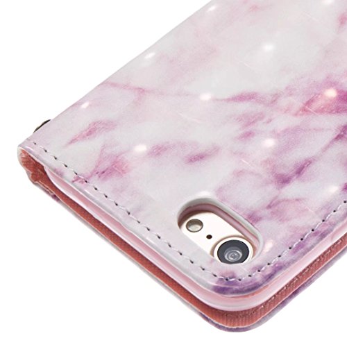 Lanpangzi PU Ledertasche Fall fÃ¼r iphone 7 Marmor Muster HÃ¼lle Bookstyle Tasche Flip SchutzhÃ¼lle mit Standfunktion Kartenfach Federung Hard Back Case - Rosa Marmor + Metall BerÃ¼hren Stift
