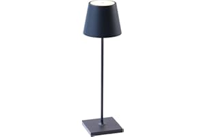 Zafferano, Poldina Pro, Lampada da Tavolo Ricaricabile e Senza Fili con Controllo Touch, Adatta per Salotto ed Esterni, Dimmer, 2200-3000 K, Altezza 38 cm, Colore Blu Acciaio, Esclusiva Amazon