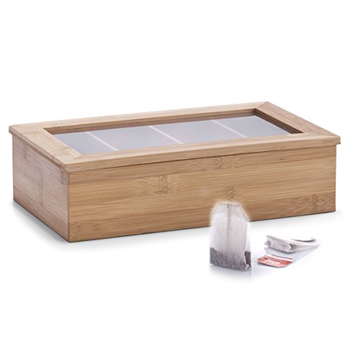 Zeller 25326 Teebeutelbox , Bamboo/Acryl / 33.5 x 20 x 9/ 33.5 x 20 x 9