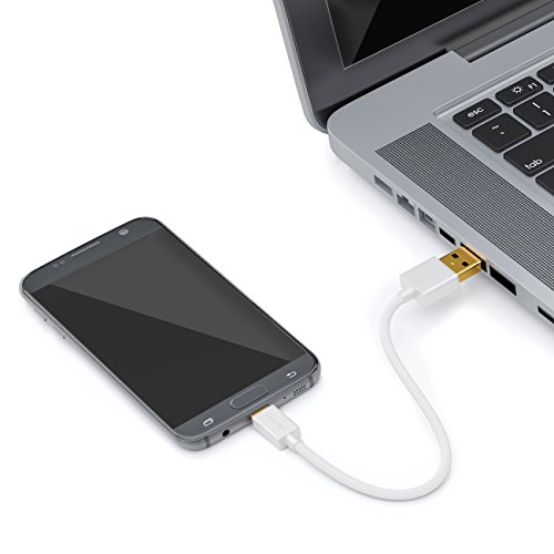 deleyCON Micro USB Kabel 0,15m / Ladekabel Datenkabel / Schnellladekabel für Smartphone / Tablet / PC / Laptop / Notebook – Weiß - 5