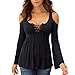 Produktbild Bluse Damen Herbst Shirt Reizvoller Übergröße Einfarbig Bandagen Kalte Schulter Sweatshirt T-Shirt Langarm Oberteil Tops Langarmshirt Lose Hemd Tunika (S-5XL)
