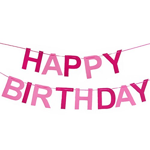 Oblique-Unique® Happy Birthday Girlande in Pink & Rosa aus echtem Filz - Geburtstag Party Dekoration
