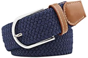 electromax Men Belts, Elastic Braided Stretch Belt with Covered Leather Buckle, for Men's Jeans, Trouser Belts