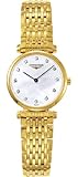 Longines Damen-Armbanduhr Armband Goldfarbenes Edelstahl + Gehäuse Schweizer Quarz Analog L42092878