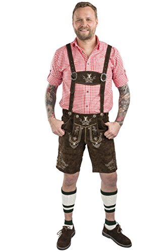 Schöneberger Trachten Herren Lederhose kurz Alpenjäger Trachtenhose - 4