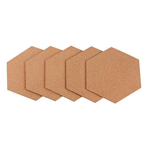 Yardwe 5PCS Self-Adhesive Cork Board Tiles Hexagonal Pin Boards for Floors, Walls, DIY Craft Projects