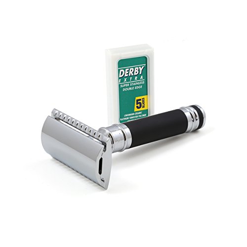 Edwin Jagger Double Edge Safety Razor with Rubber Coated Handle