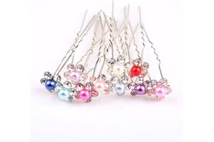 FASHION JEWELLERY MontCherry Pearl/Crystal Flower Diamante Wedding Bridal Prom Hair Pins by Trendz (Mix, 20 Pins)