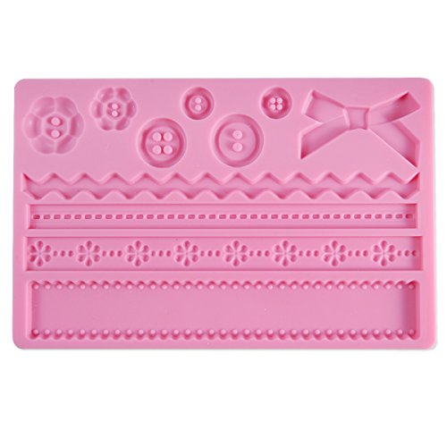 Torten Rand SILIKON AUSSTECHER Ausstechform Knopf Kn�pfe Schleifer Marzipan Fondant Deko - 3