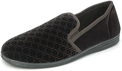 Zedzzz Mens Luxury Warm Comfort Velour Shoes Slippers Big Sizes Black Brown Size 6-16
