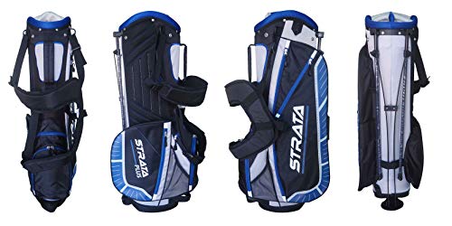 STRATA Golf Plus 7 Way Golf 9" Stand Bag Black/Grey/Blue