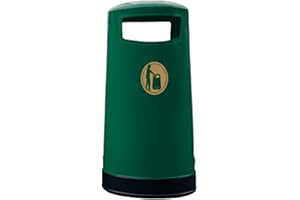 Glasdon Topsy™ 65 Outdoor Litter Bin – Compact, Durable, Weather-resistant Park/Street Litter Bin – Made in UK – For Commercial Use (Deep Green - Steel Liner)