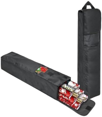 Mrrihand 600D Cadeaupapier, organizer, heavy duty, 82 x 13 x 34 cm, scheurvast met verstelbare klittenbandsluitingen, binnen 3 vakken voor kerststrikken, decoraties
