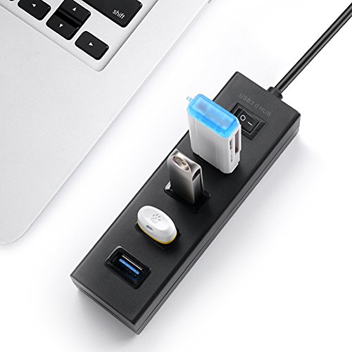 Usb Hub Super Speed 4 Port USB 3.0 Hub Extra Leicht Verteiler bis zu 5Gbs für Apple MacBook,Windows Laptops und Ultrabooks,Tablet-PC und Smartphone(Schwarz ) - 7