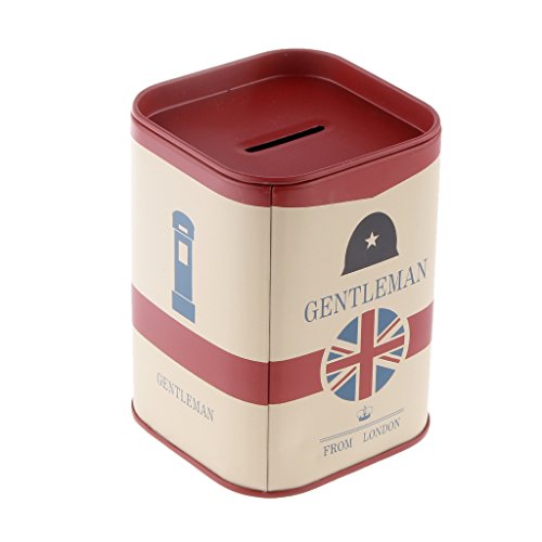 Britische Art Jahrgang Metall Sparschwein Spardose Sparbüchse Münze Box Piggy Bank – Rot - 6