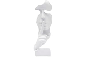 Huhote Thinker Statue, Silence is Gold Abstract Art Sculpture, Ponder Statue, Creative Resin Figurine, Modern Home Ornament, Decoration for Home Room Study Office Table Shelf (White)