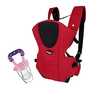 Moms Pride 3 in 1 Baby Carry Bag Backpack Sling Back Position- Front Position Carrier (Red Carrier Bag, Baby Soother)