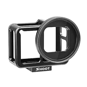 Honeytecs XTGP507B CNC Aluminum Alloy Protective Camera Case Action Camera Cage Mount with 52mm UV Lens Backdoor for GoPro Hero 7 Black/Hero 6/Hero 5 Action Camera